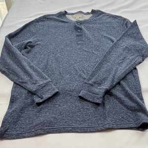 J. Crew Knit Goods Henley Shirt Long Sleeve‎ Cotton Blend Blue XL